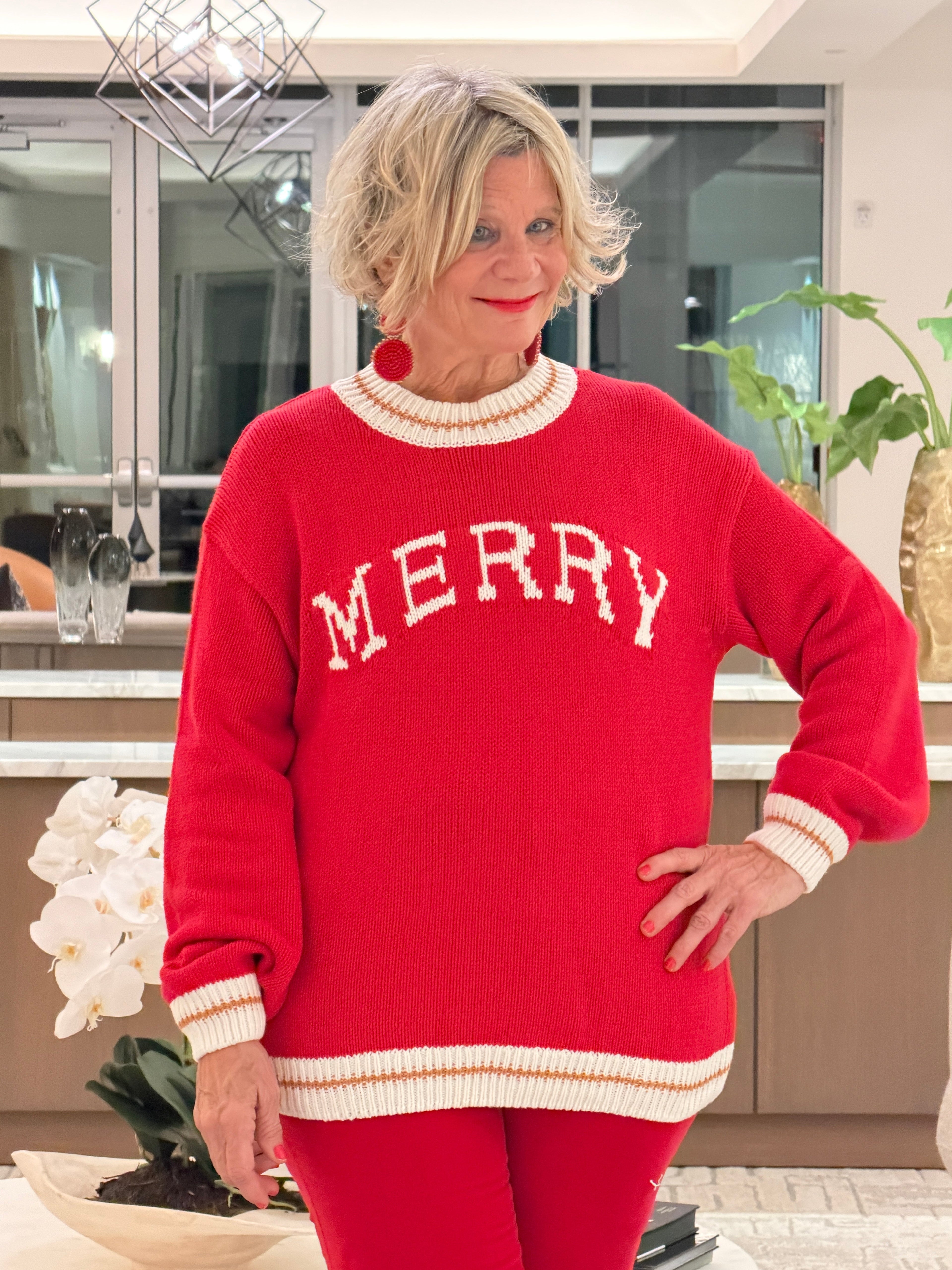 MERRY Color Block Edge Drop Shoulder Cozy Sweater