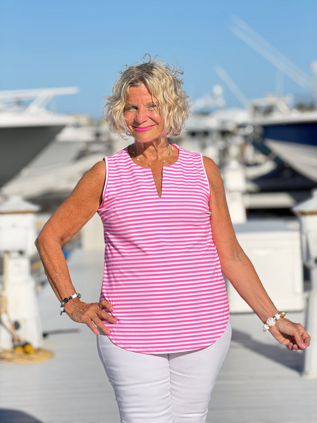MARINA PINK STRIPE TANK