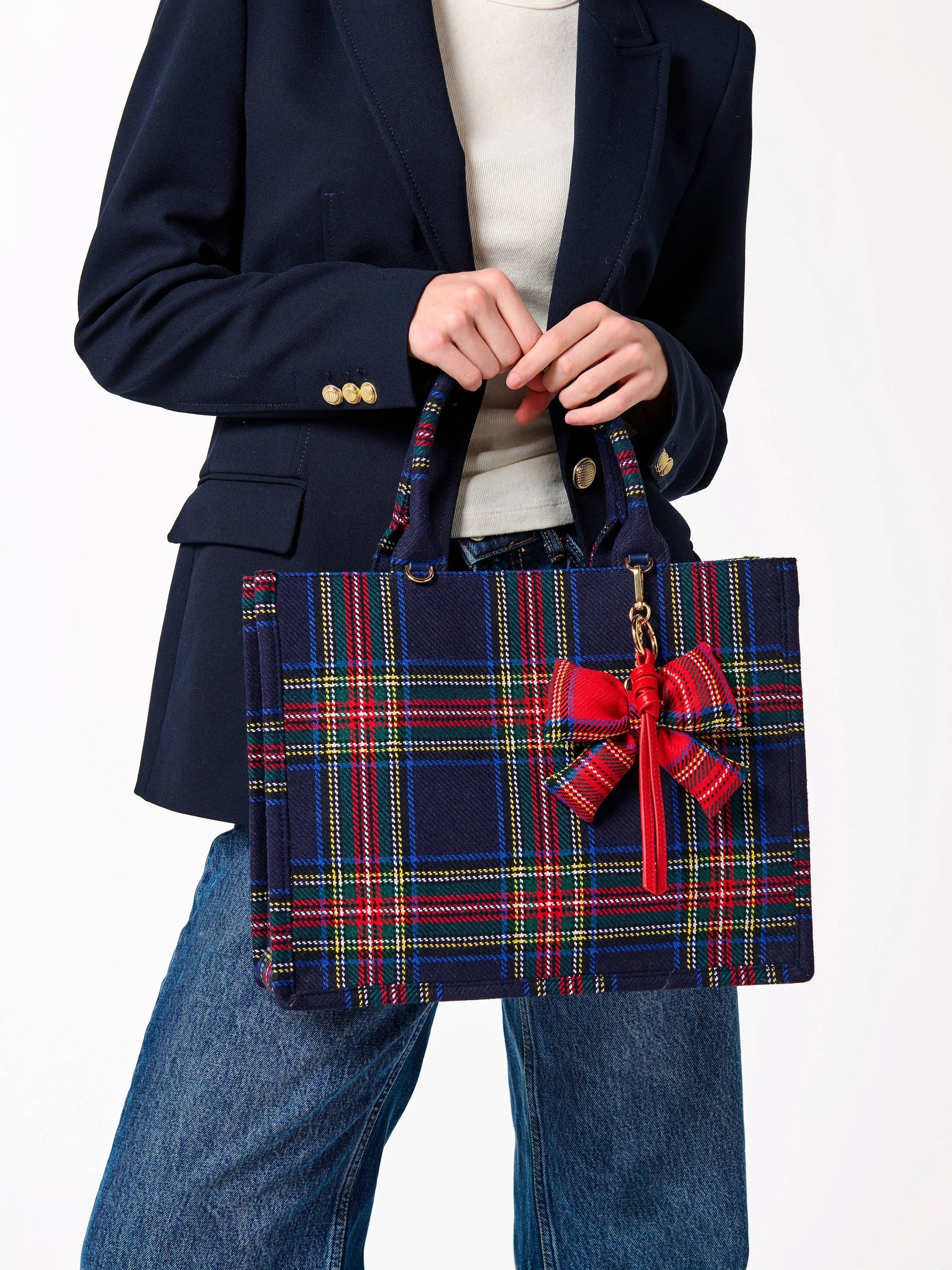 PLAID BOW BAG CHARM/KEY RING