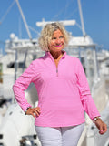 MARINA PINK STRIPE HALF ZIPPPER