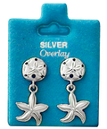 Made In USA Sand Dollar and Starfish Post Dangle Gold Silver