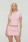 Short Sleeve Cardigan & Knit Mini Skirt Set