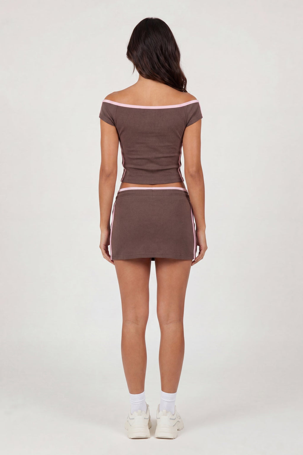 Graphic Off Shoulder Top & Mini Skirt Set