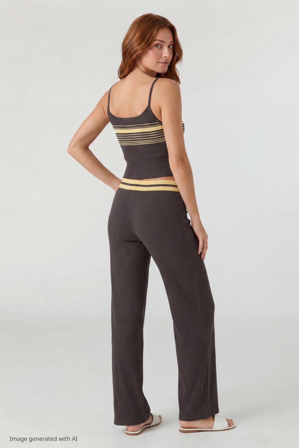 Striped Waist Wide Leg Pant