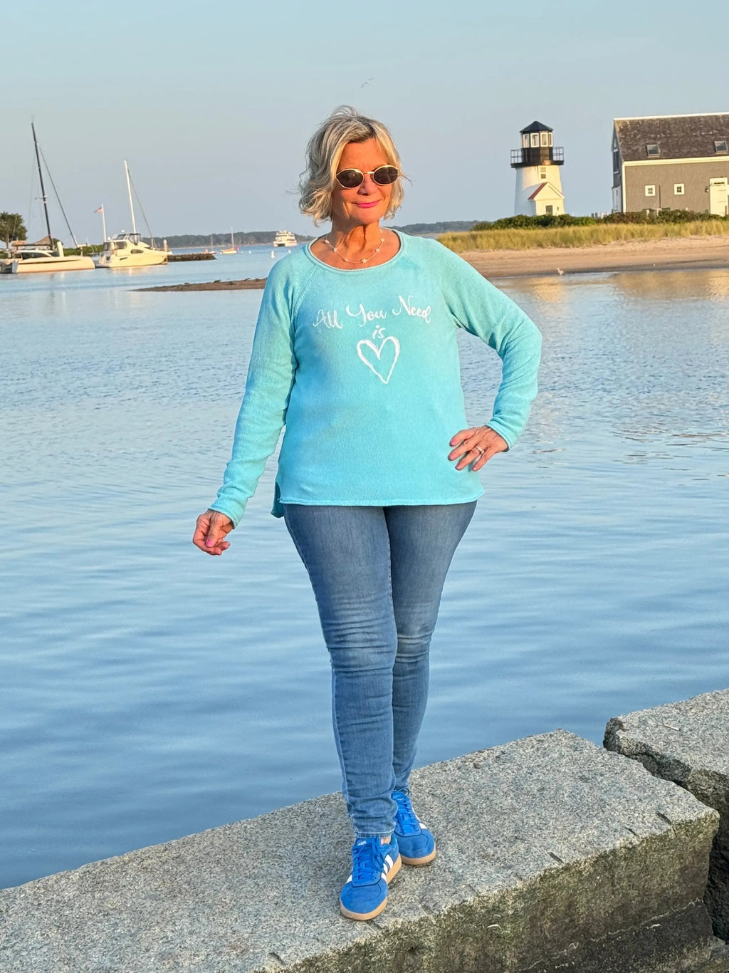 SEA FOAM ALL YOU NEED IS LOVE SWEATER
