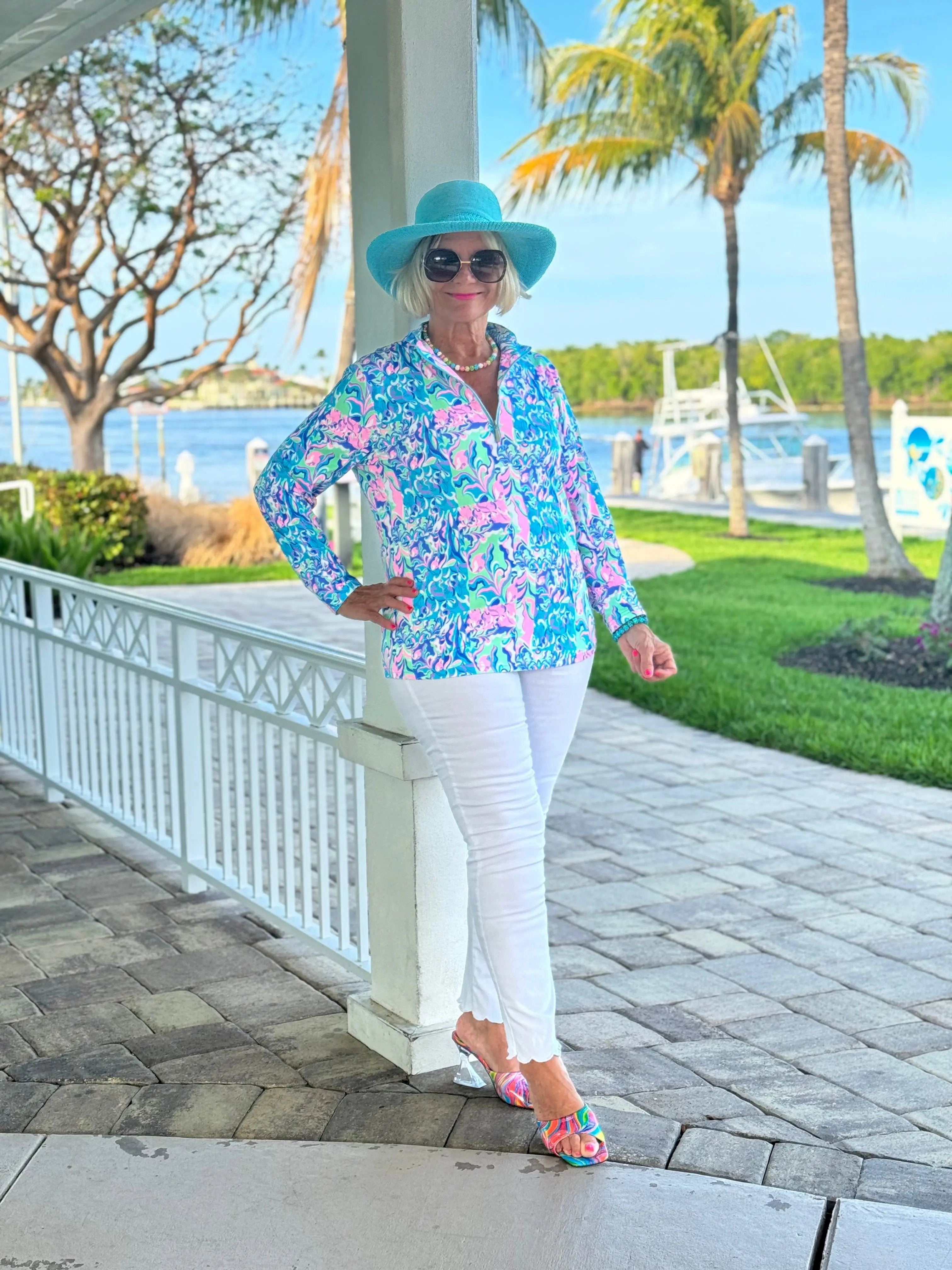 SPLASH OF PINK  HALF ZIPPER