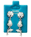 Made In USA Sand Dollar Shell Dolphin Dangle Gold / Silver