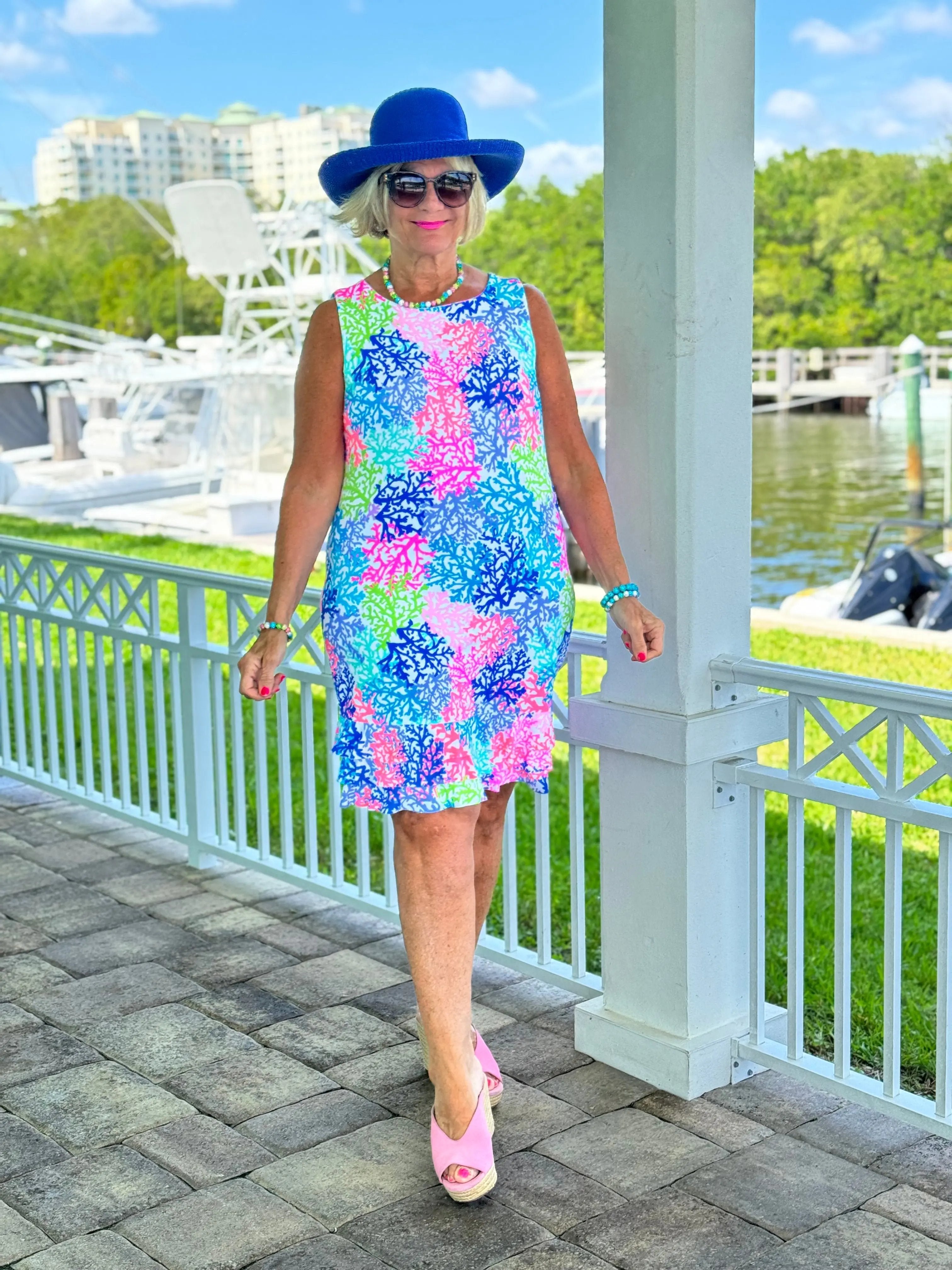 SALINA REEF SHIFT RUFFLE DRESS