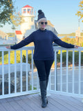 MOCK NECK NAVY TOP