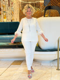 LULU-B WHITE CASHMERE FRINGE TOP