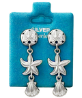 Made In USA Sand Dollar Starfish Shell Dangle Gold / Silver