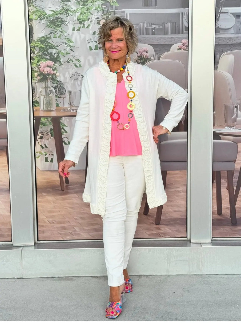 LULU-B WINTER WHITE ROUGED CARDIGNA