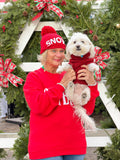 RED SKI BUM Suede-Like Flocked Logo Heavyweight Sweatshirt