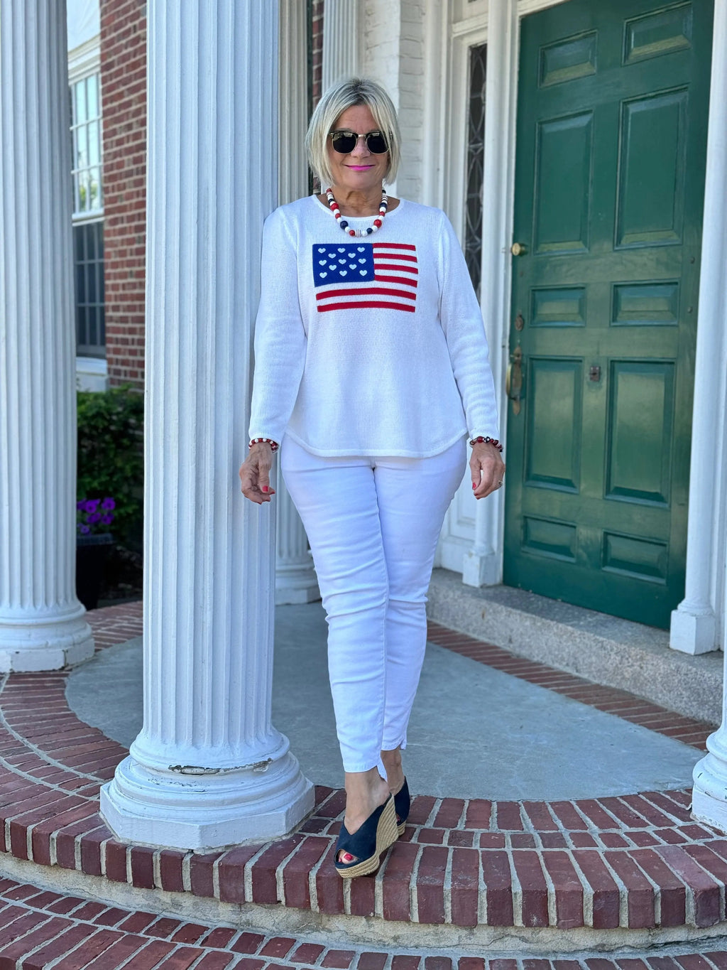 LULU-B WHITE FLAG SWEATER