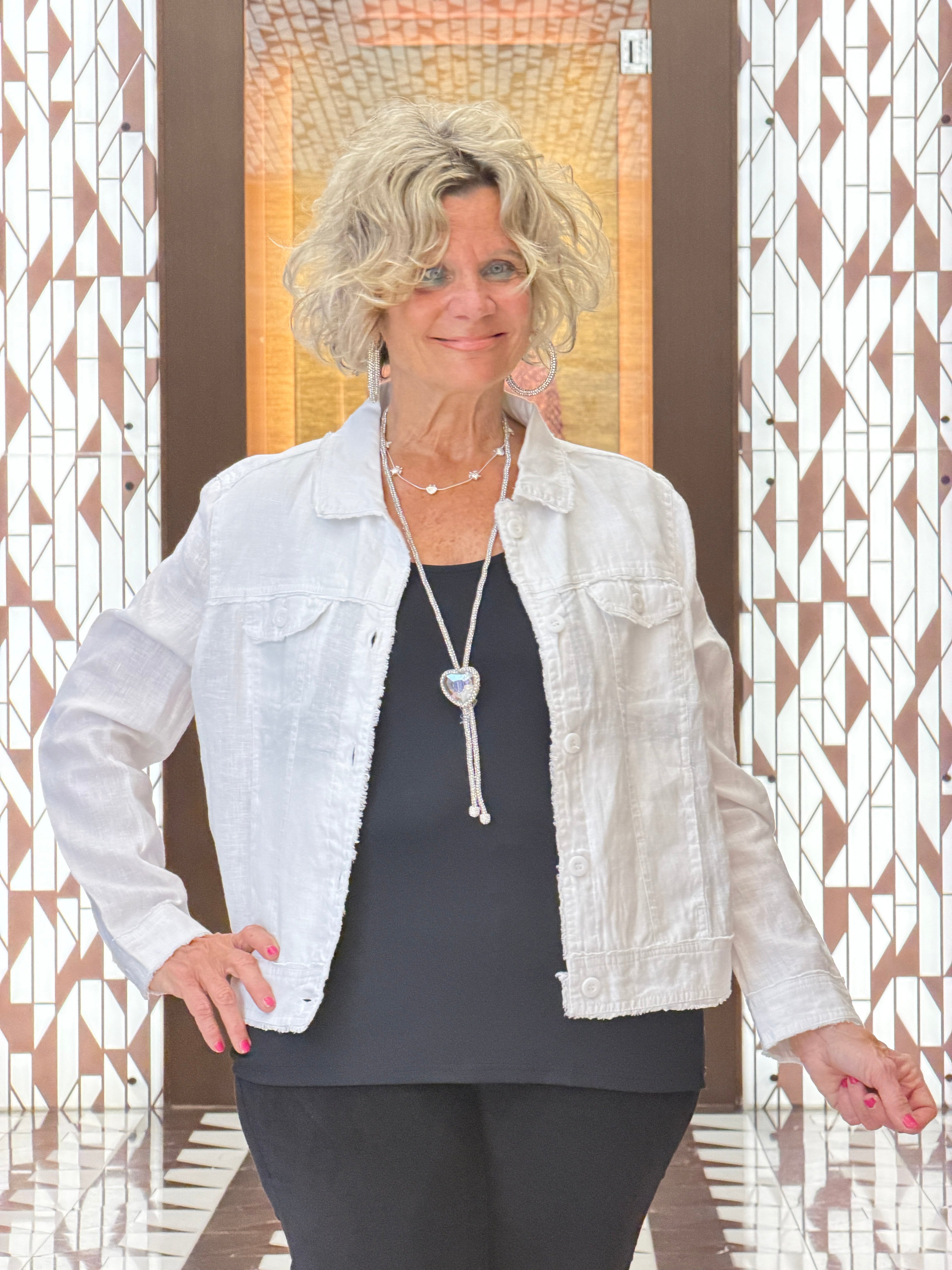 LULU-B WHITE METALLIC LINEN JACKET