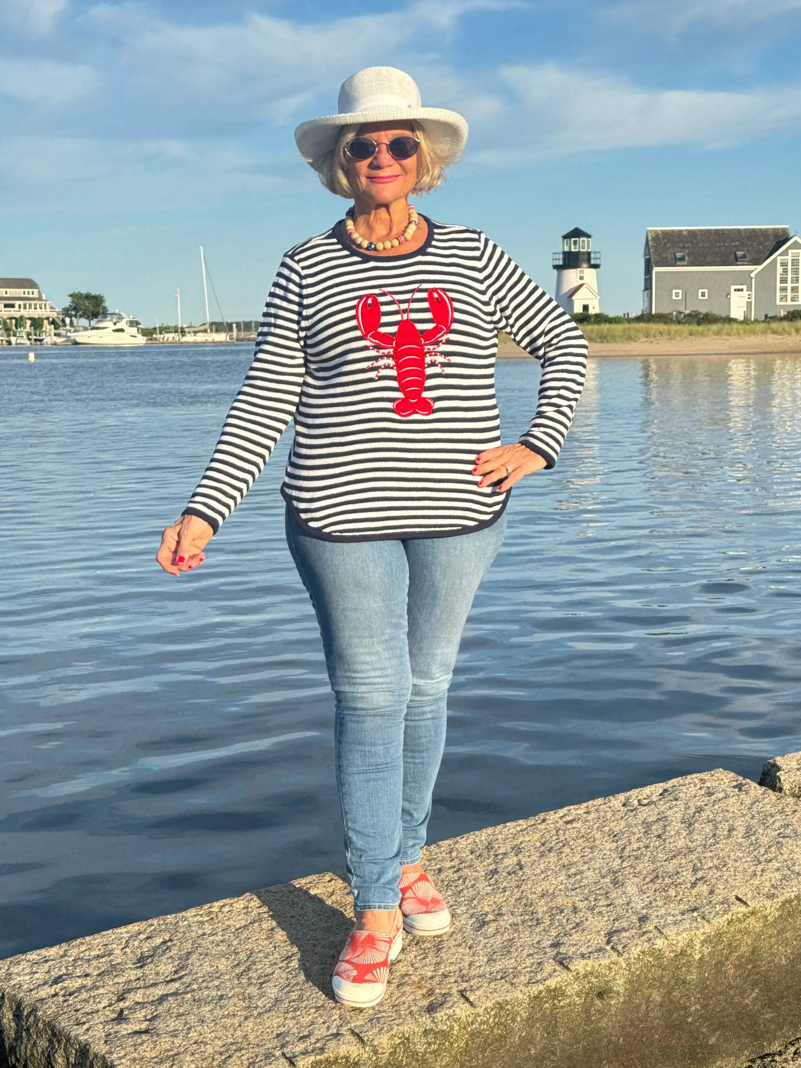 NAVY STRIPE LOBSTER SWEATER