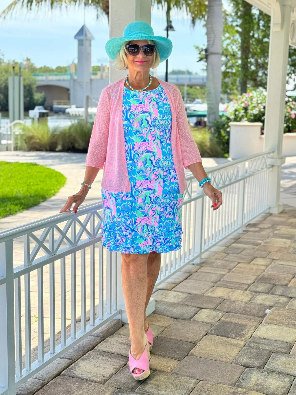 SPLASH OF PINK  SHIFT RUFFLE DRESS