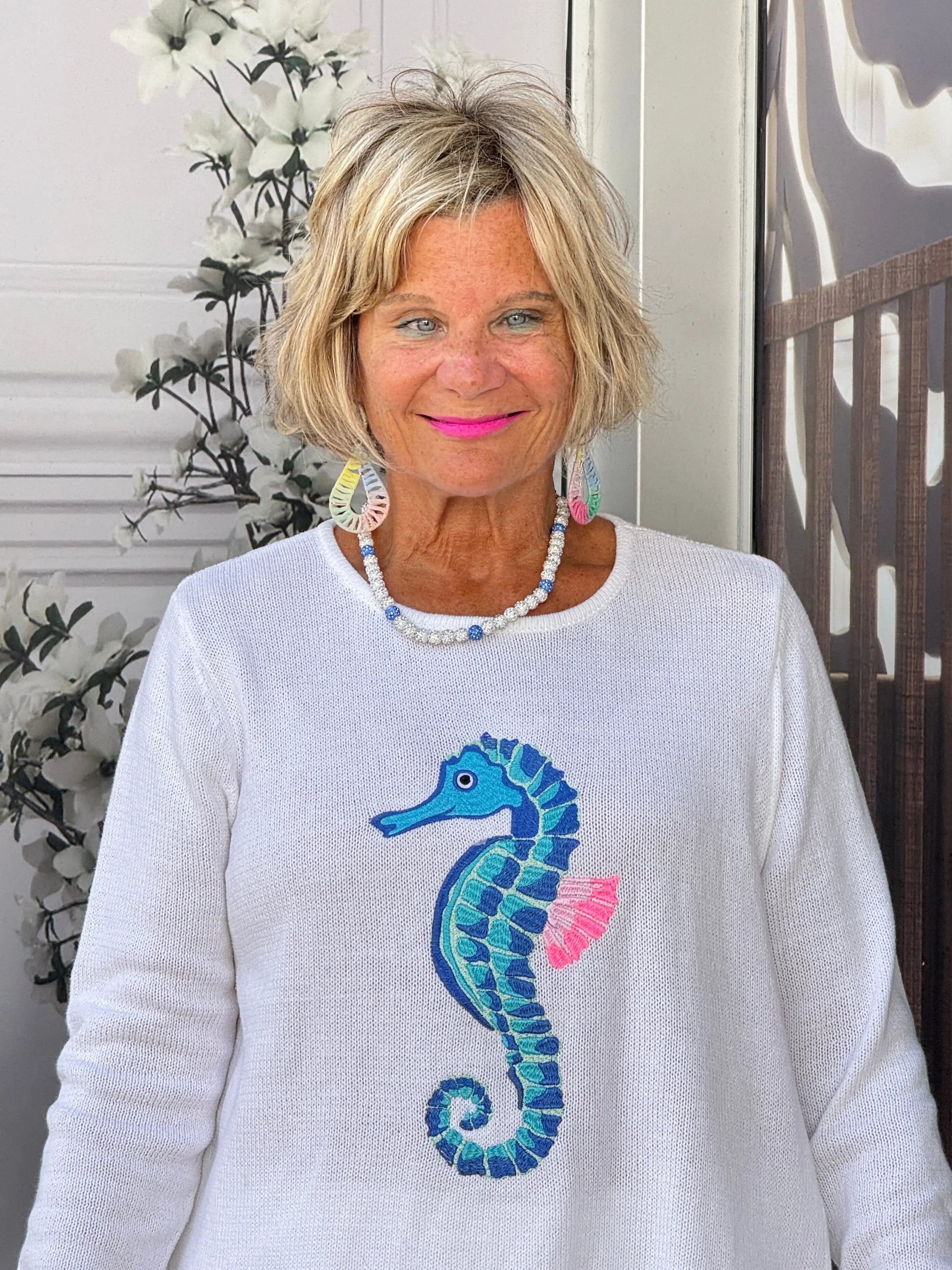 LULU-B WHITE SEAHORSE SWEATER