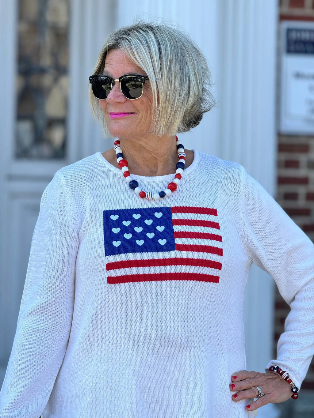 LULU-B WHITE FLAG SWEATER