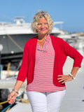 REGATTA RED STRIPE SLEEVELESS RUFFLE TOP