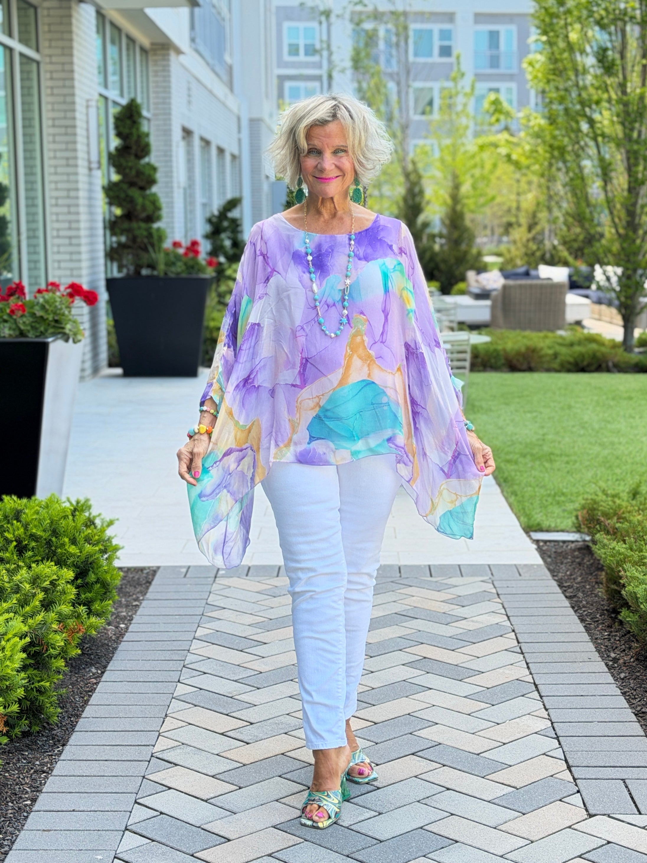 SHADES OF ORCHARD SILK TOP