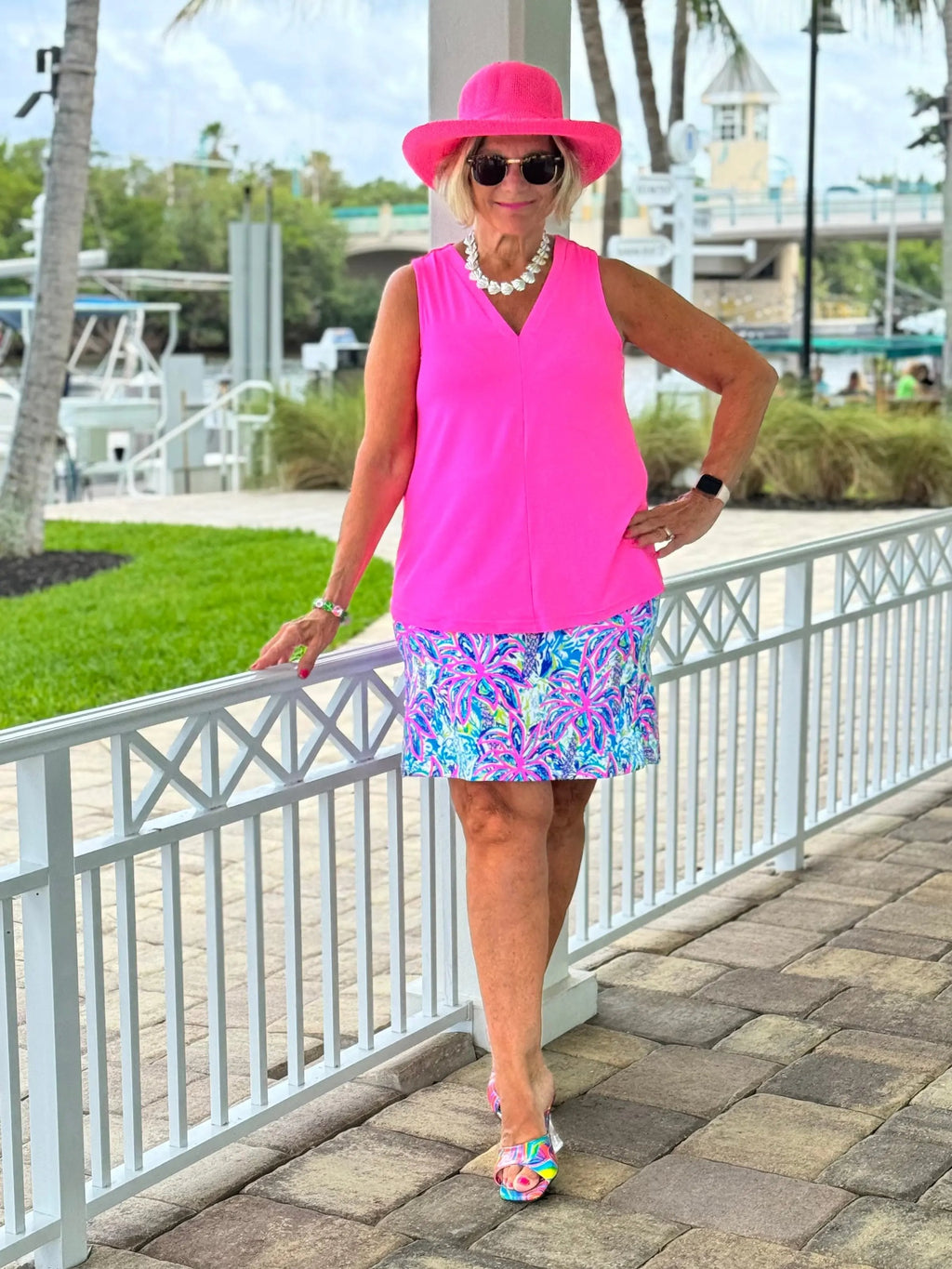 PINK PALM TREE SKORT