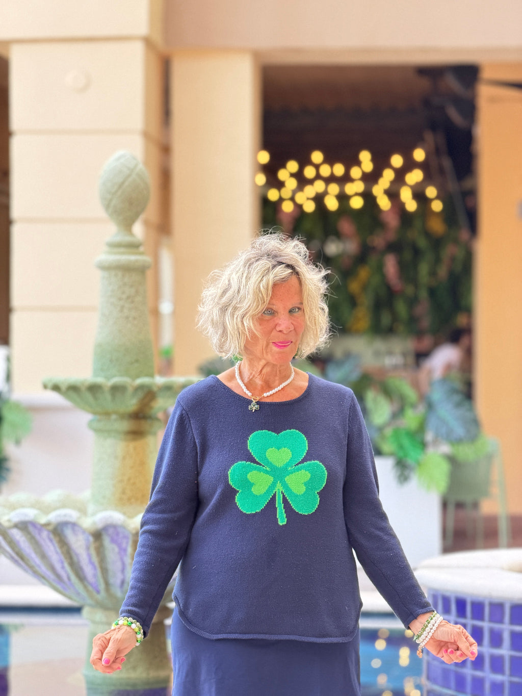 NAVY SHAMROCK SWEATER
