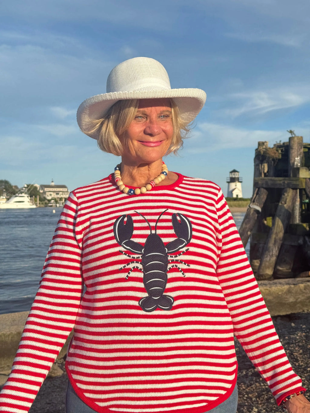 RED STRIPED LOBSTER SWEATER