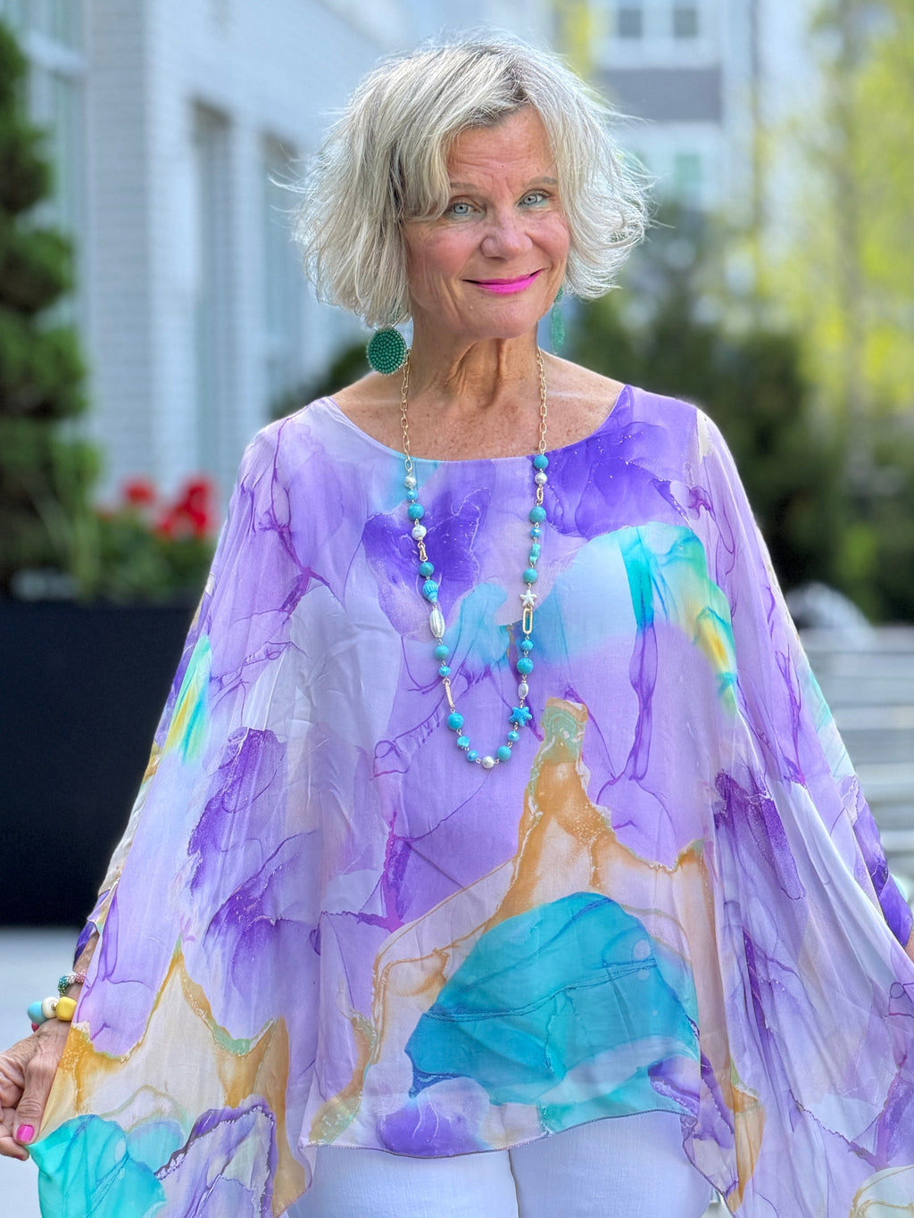 SHADES OF ORCHARD SILK TOP