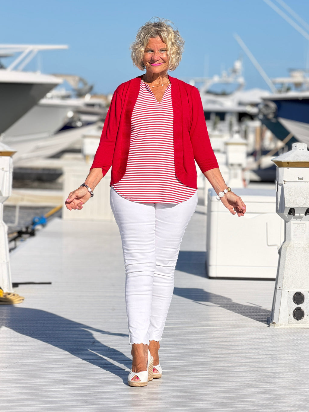 REGATTA RED STRIPED NOTCH TOP