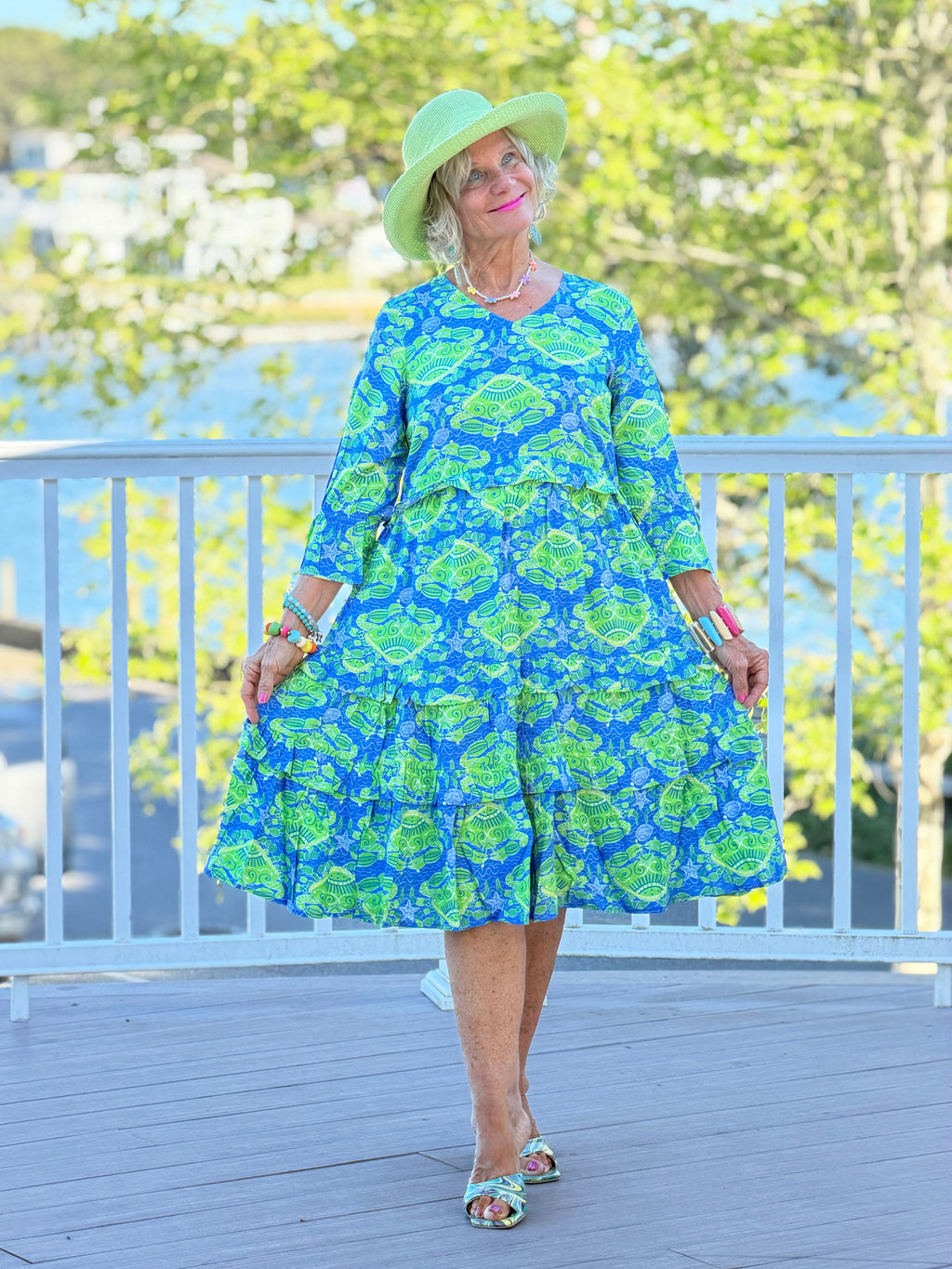 SEAG GLASS TREASURE V Neck RUFFLE DRESS