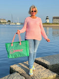 SEWN ROPE SUMMER LETTER FRINGED CANVAS BAG