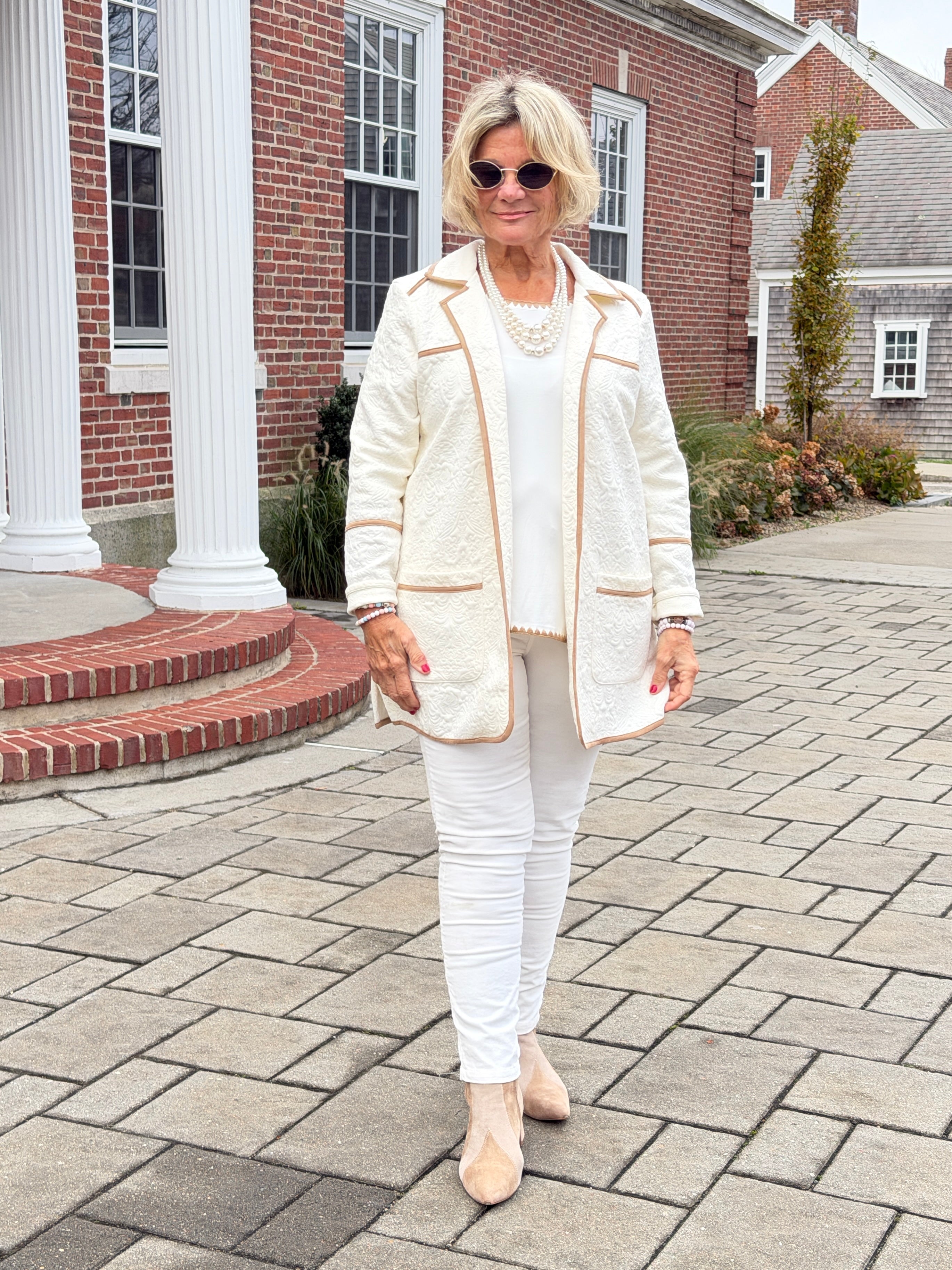 Piping Quilted Shearling Jacket