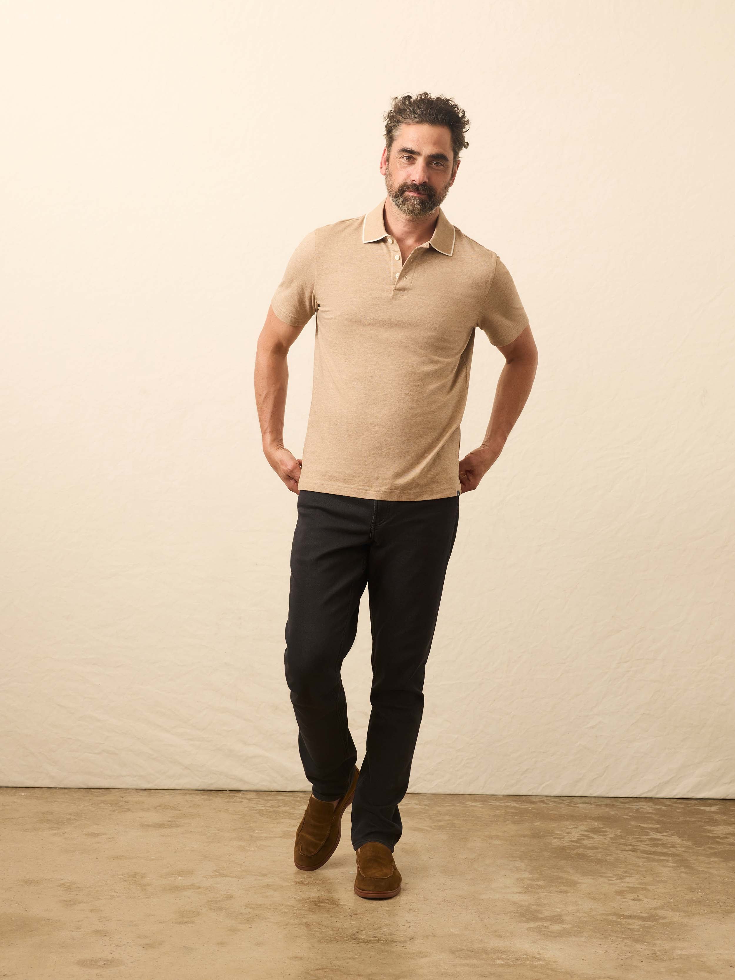 Short-Sleeve Movement™ Pique Polo - Driftwood Island Heather