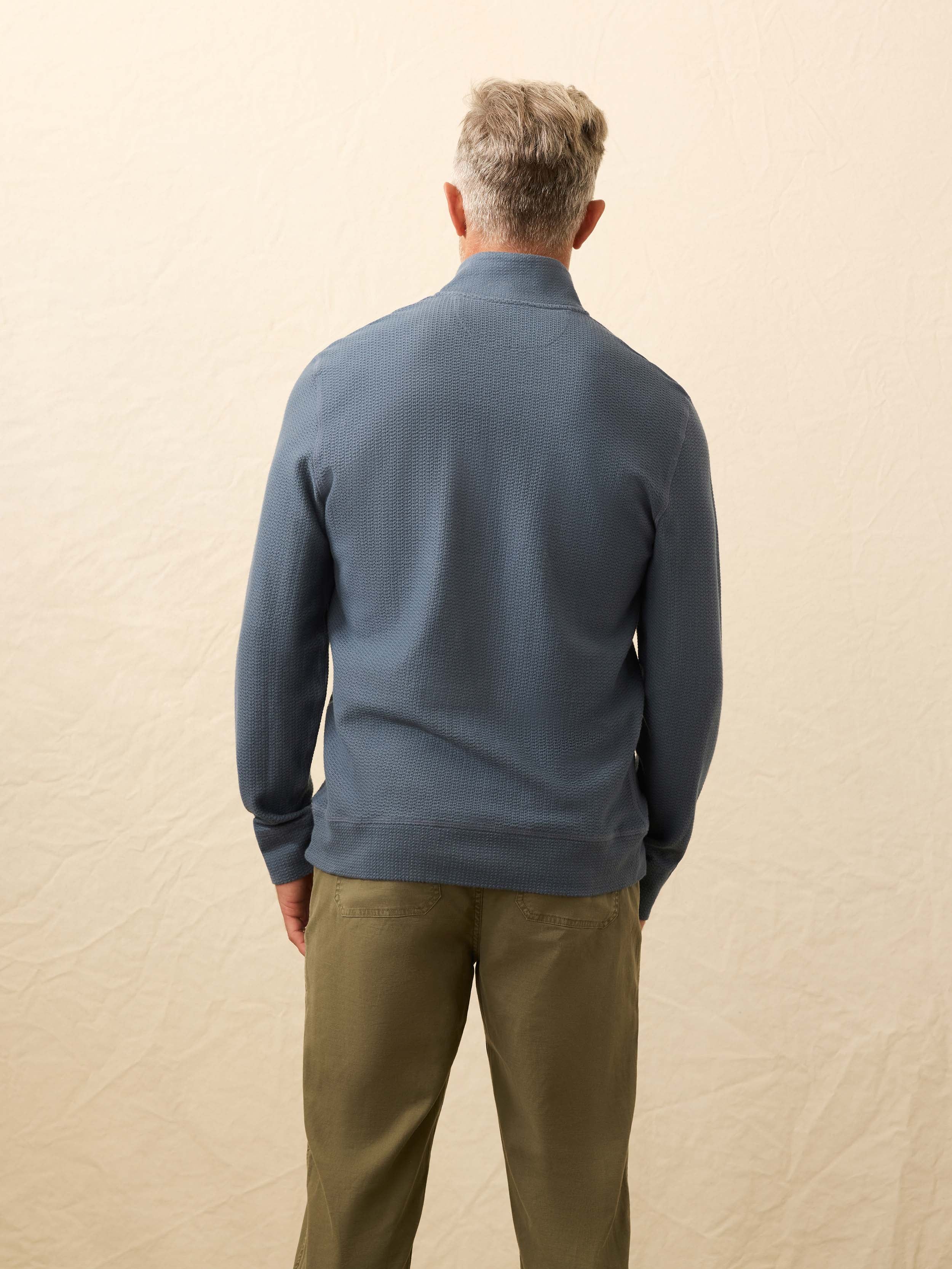 Textured Knit Quarter Zip - Breaker Blue