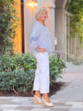 NAVY SEERSUCK TIE TOP