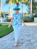 SEASHELL PINK AND BLUE SHORT SLEEVE
