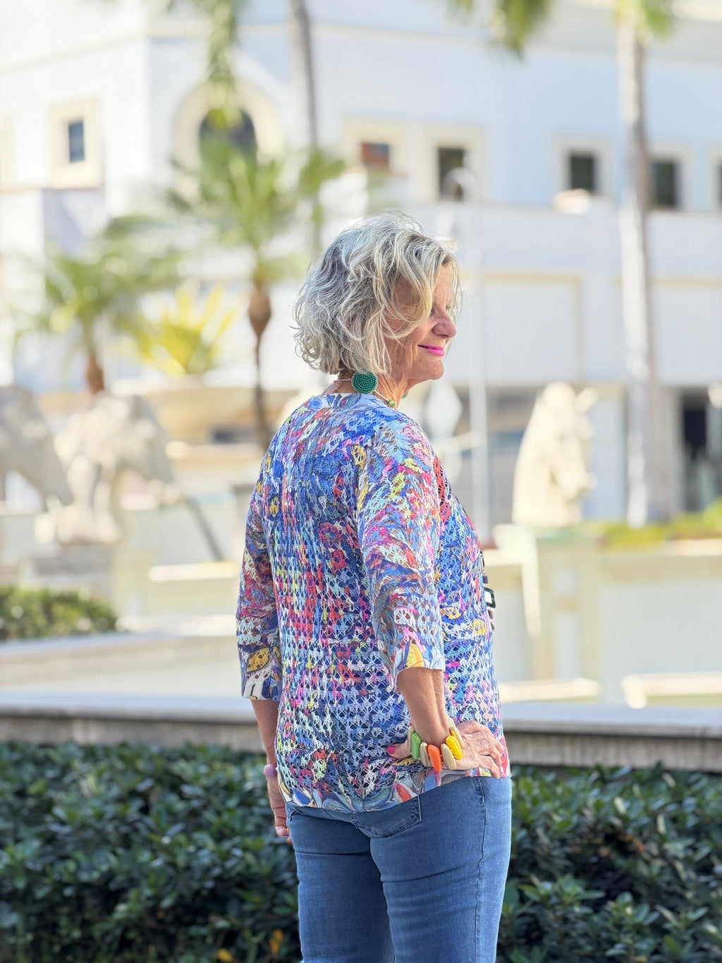 SHADES OF WATERBLUE MESH TOP