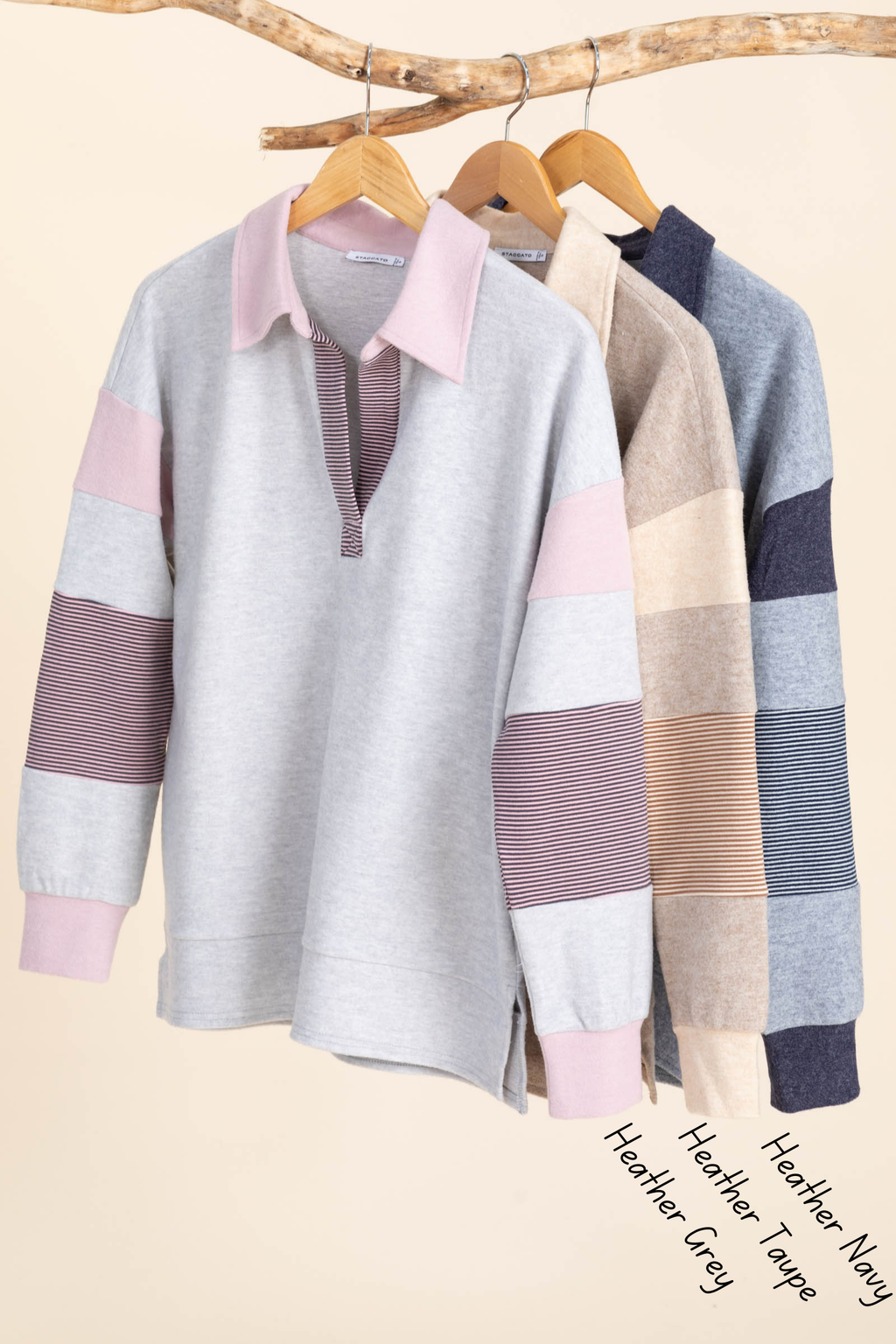 Colorblock Hacci Brushed Long Sleeve Knit Top