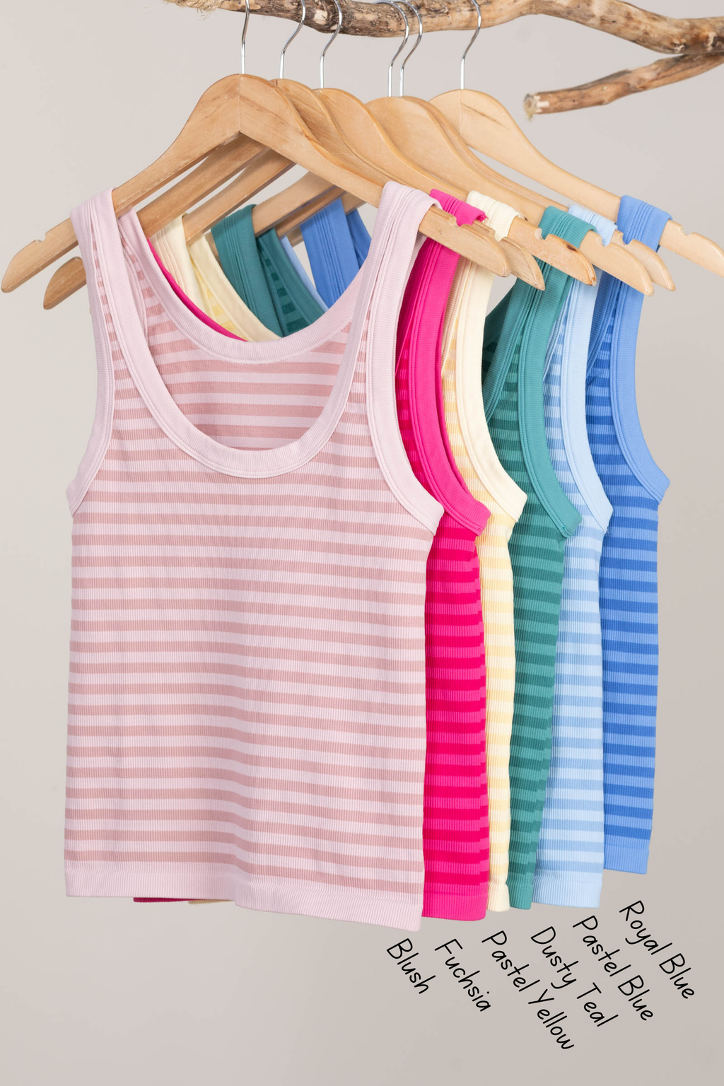 Contrast Stripe Reversible Knit Tank Tops