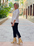 LULU-B WHITE LEME GOLD V-NECK TOP