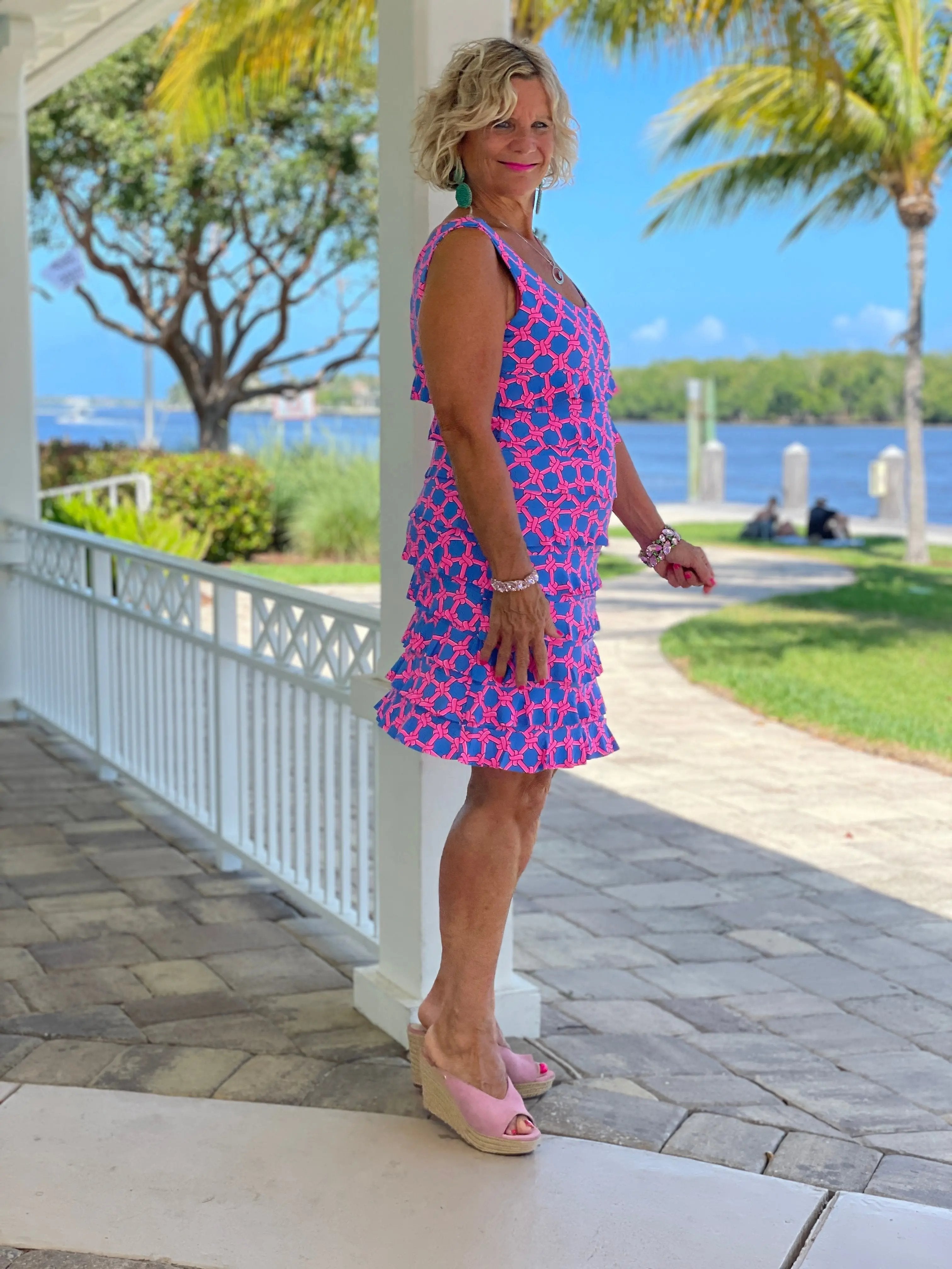 PINK SPADE LAYERED RUFFLE DRESS