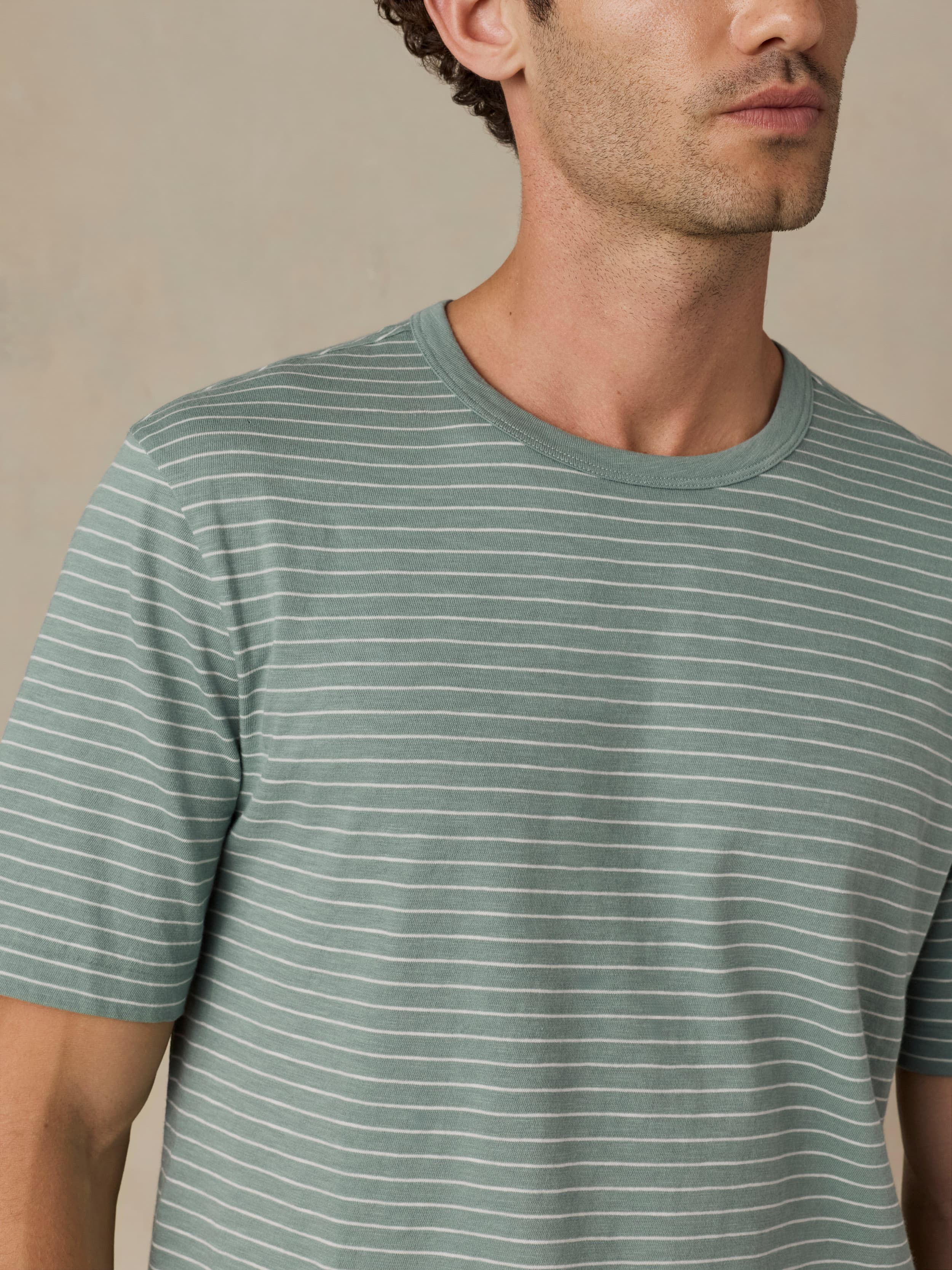 Sunwashed Regenerative Tee - Verona Green Stripe