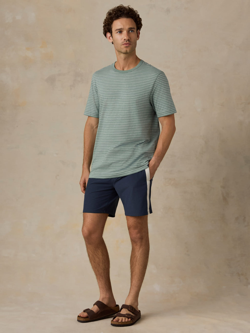 Sunwashed Regenerative Tee - Verona Green Stripe