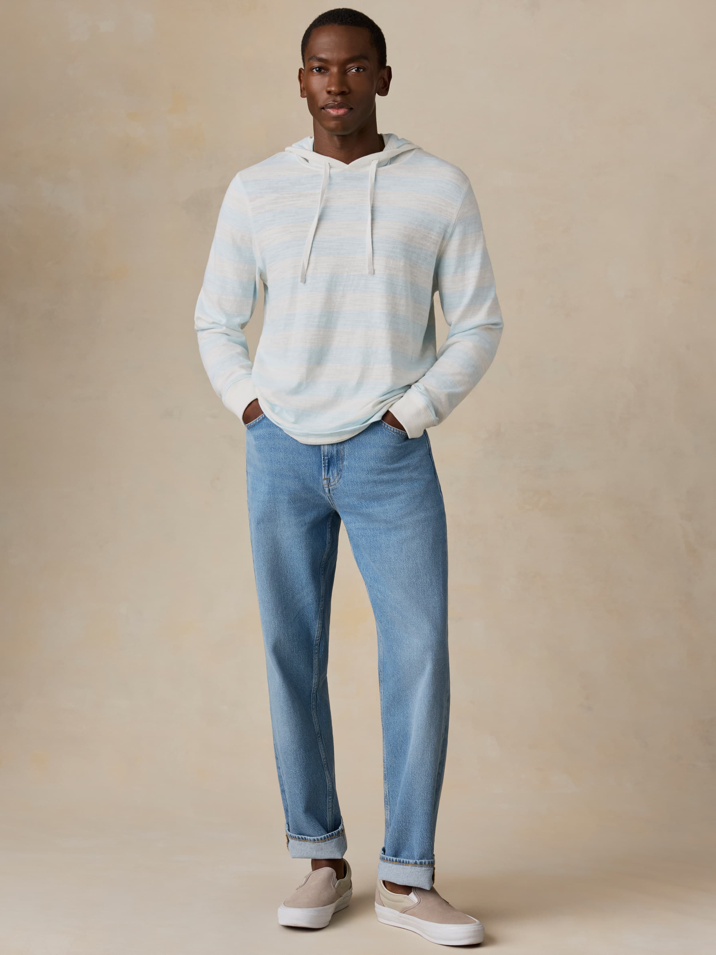 Sunwashed Organic Hoodie - Beach Sky Stripe