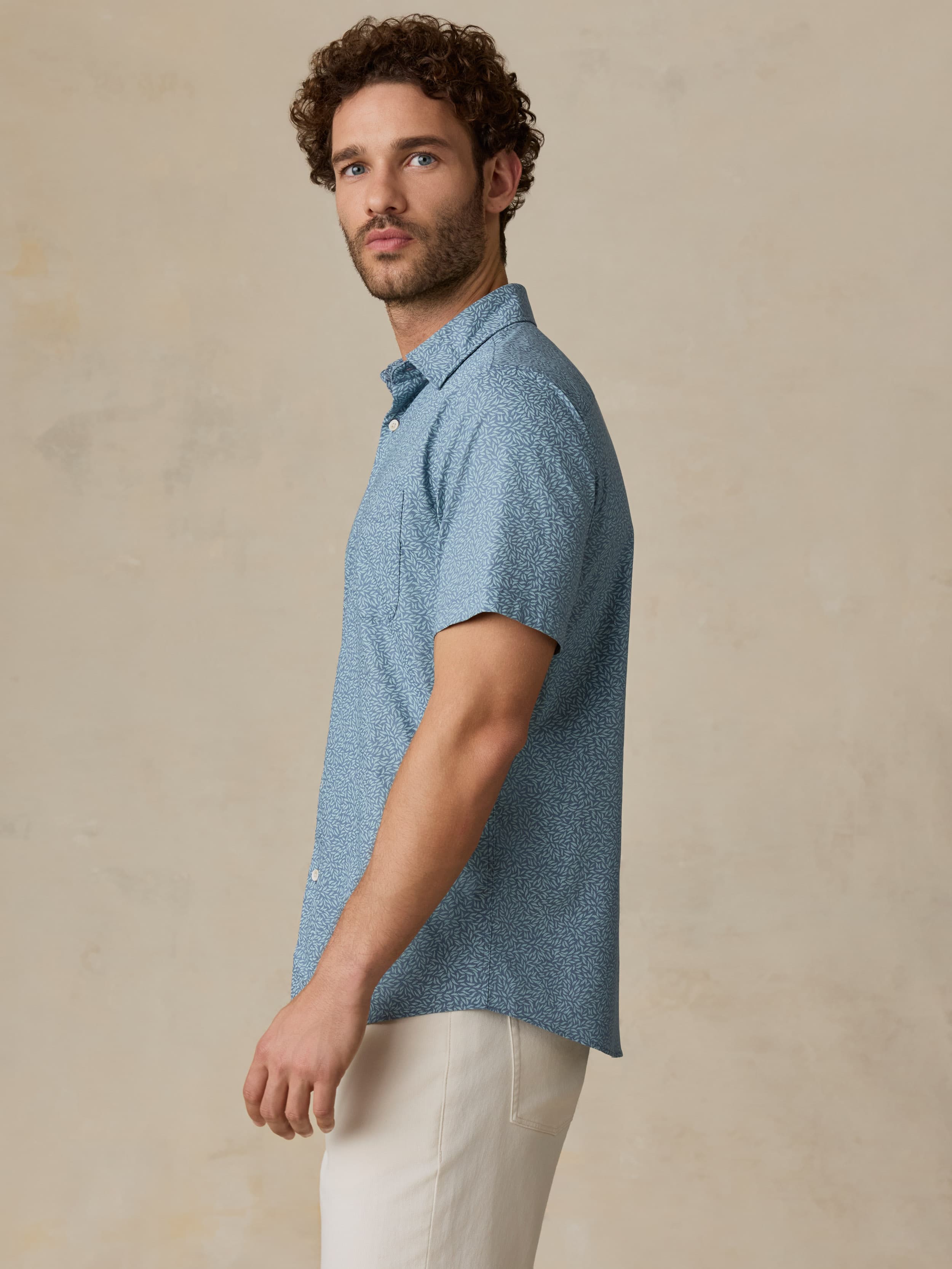 Short-Sleeve Movement™ Monterey Shirt - Teal Grove Foliage