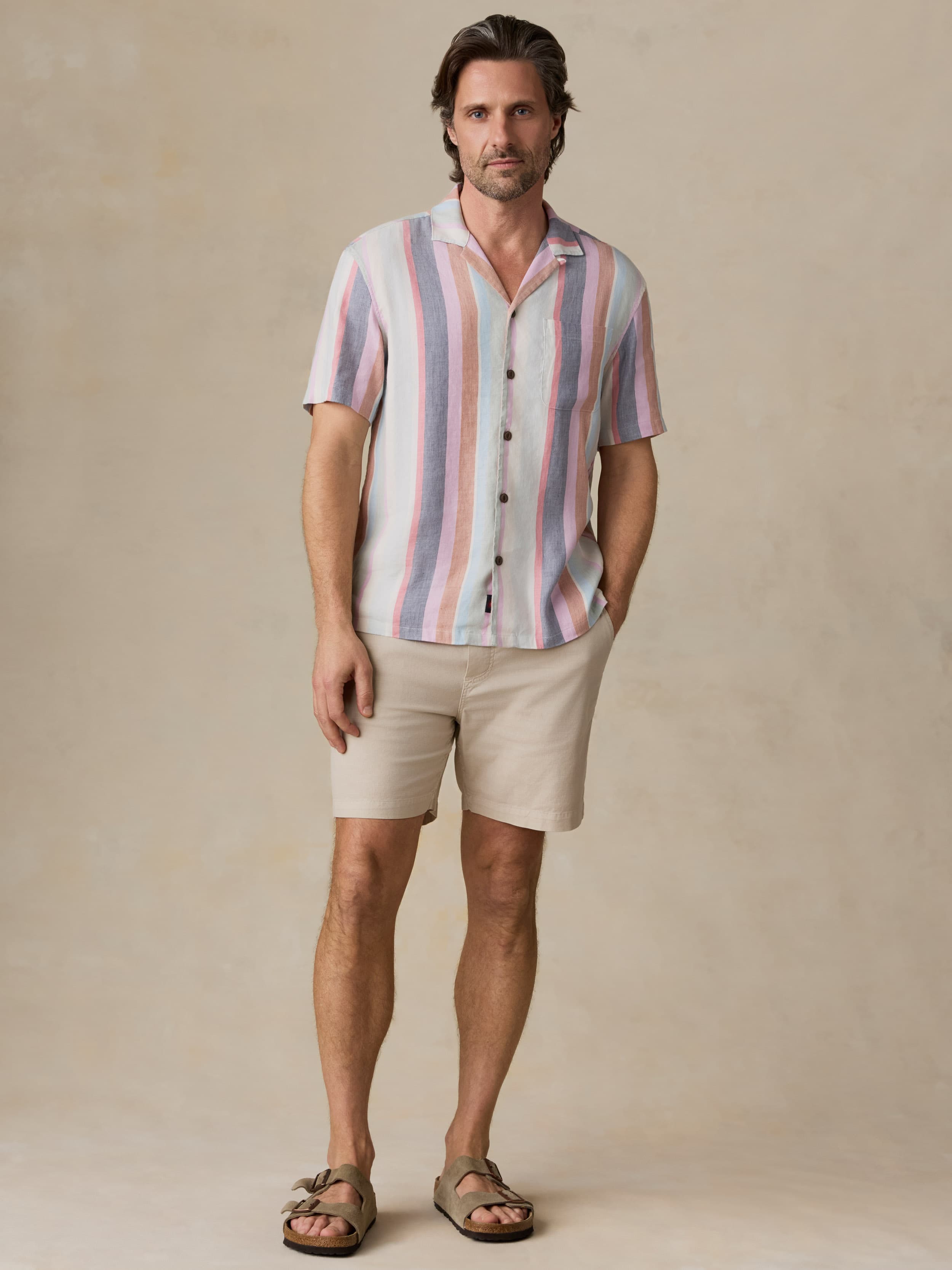 Short-Sleeve Breeze Camp Shirt - Summer Skies Stripe