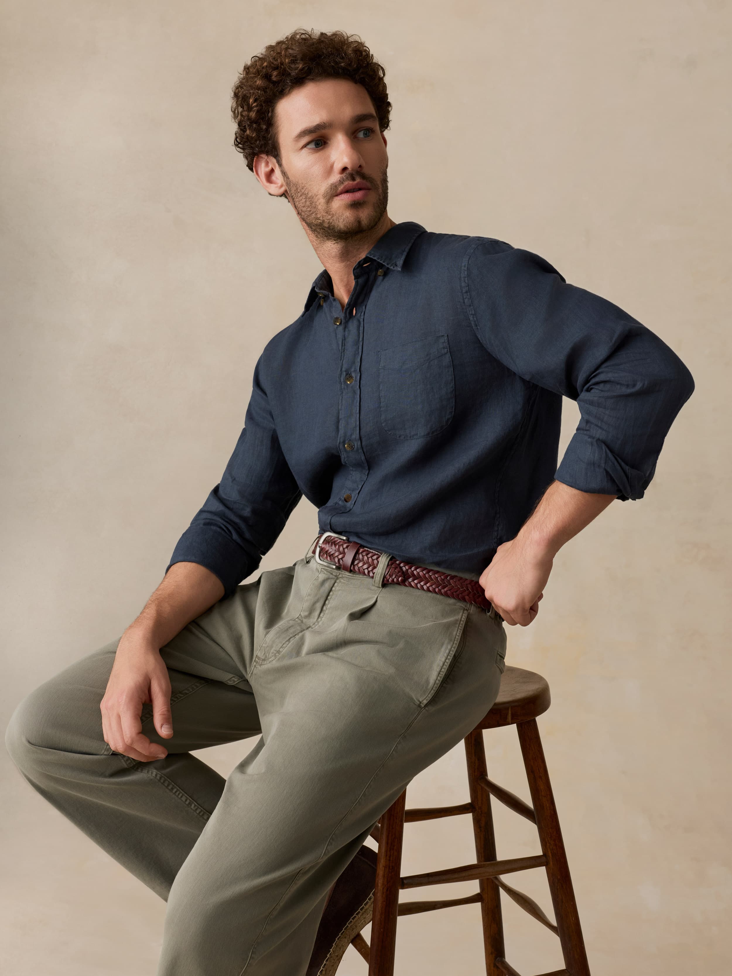 Sunwashed Linen Shirt - Navy Bay