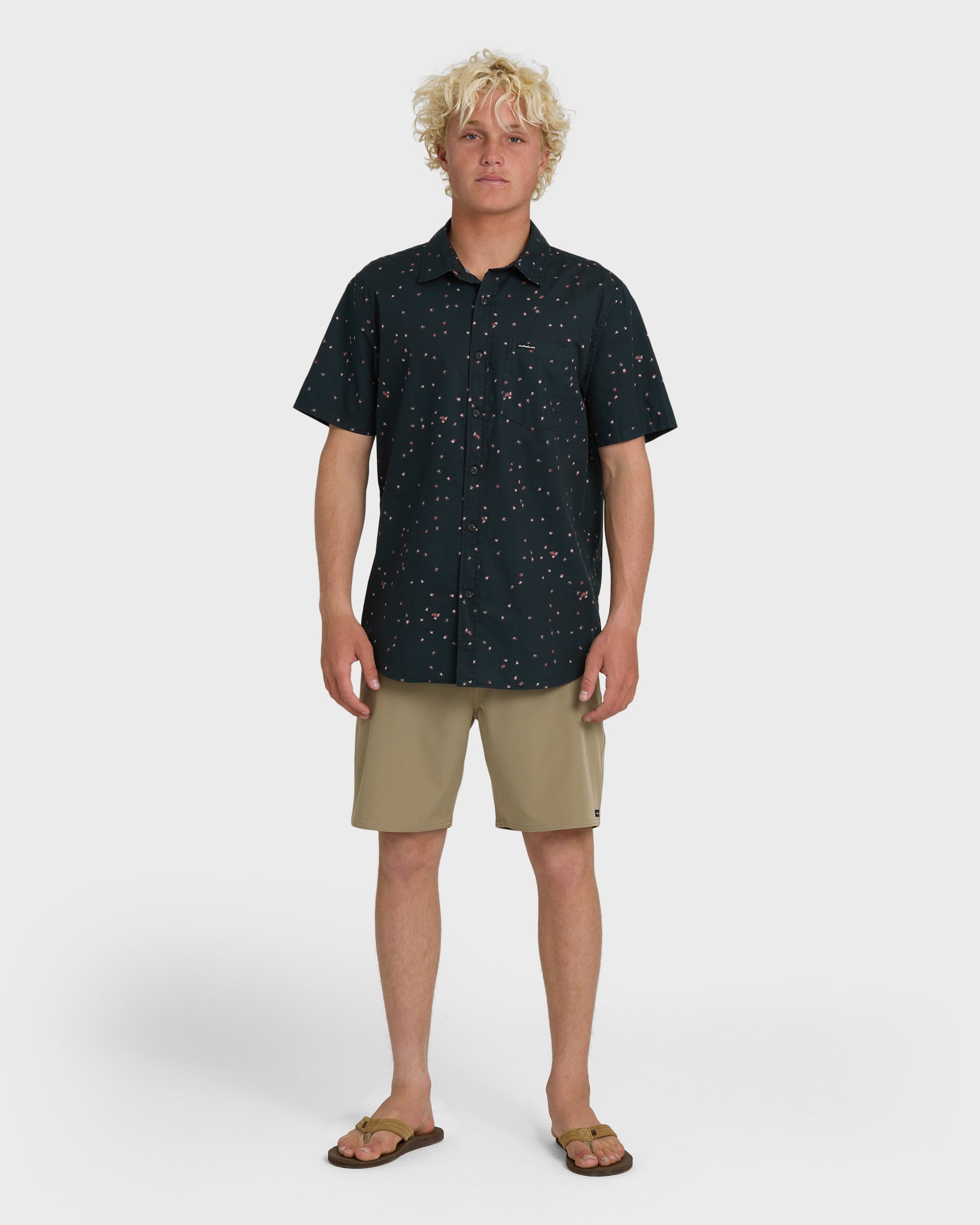 Ditsy Blossom Classic Short Sleeve Shirt - Anthracite