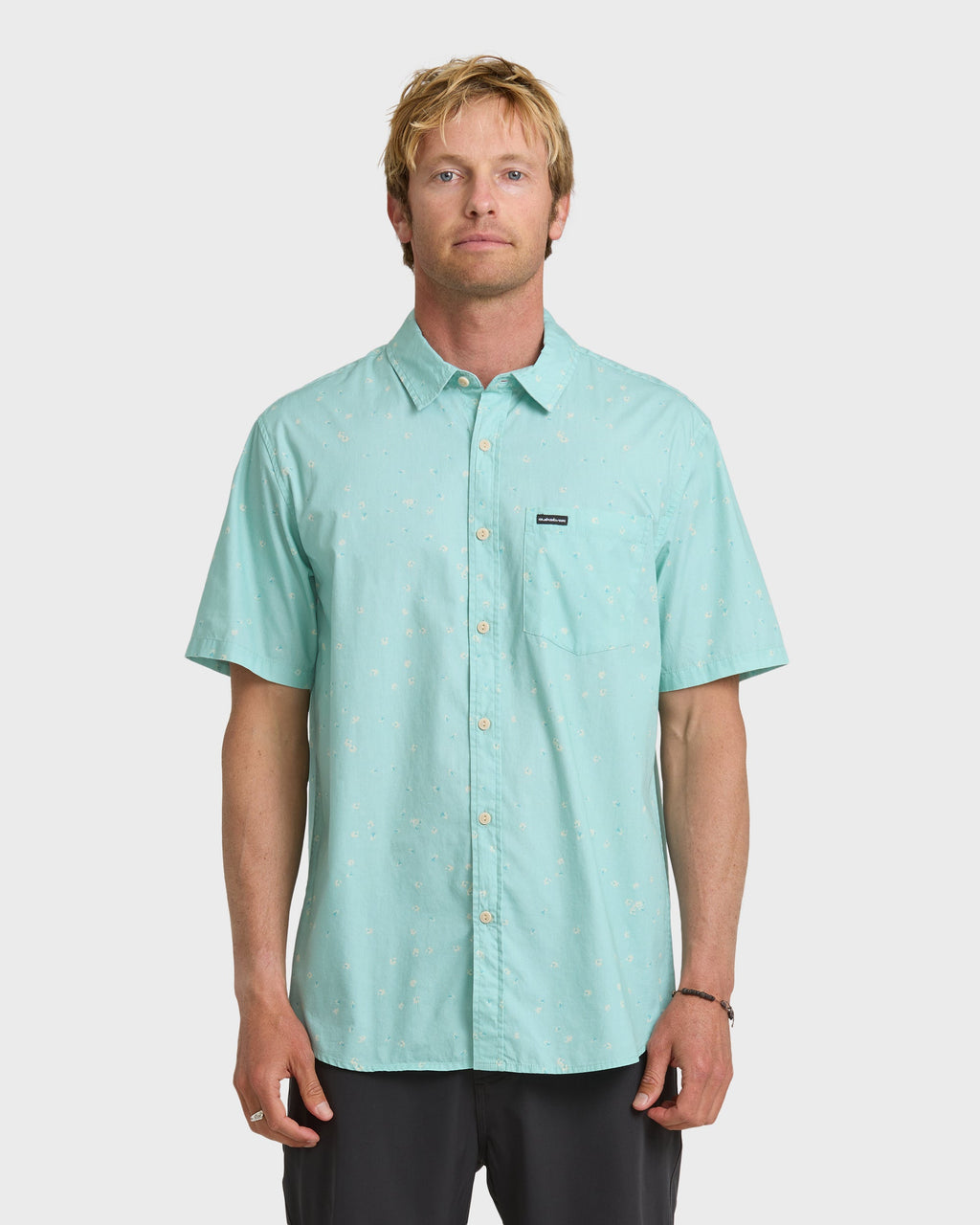 Ditsy Blossom Classic Short Sleeve Shirt - Blue Haze